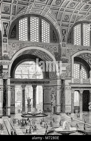 Le Terme di Caracalla a Roma antica, Italia, la ricostruzione Foto Stock