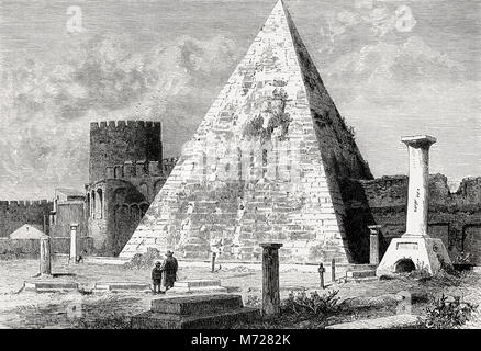 La Piramide Cestia, antica piramide in Roma, Italia Foto Stock