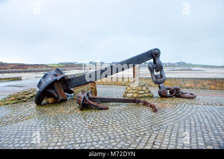 La Bretagna West Coast martoriata dalla tempesta Imogen, Francia. Foto Stock