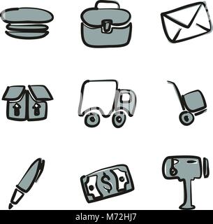 Mail icone man mano libera a 2 colori Illustrazione Vettoriale