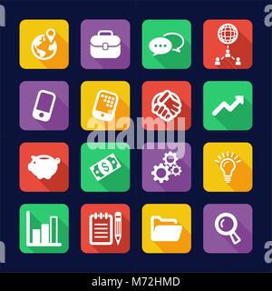 Le icone di gestione Design piatto Illustrazione Vettoriale