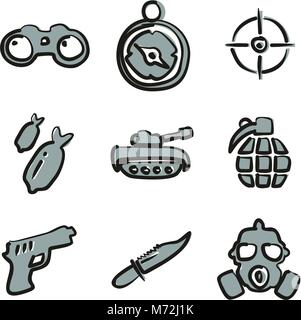 Icone di militari di Freehand 2 colori Illustrazione Vettoriale