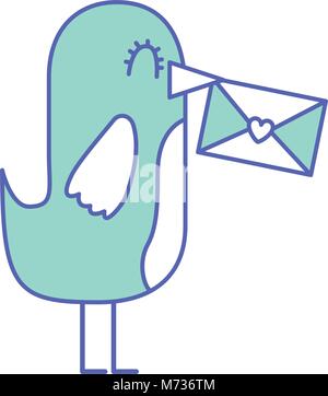 Sweet bird con busta messaggio nel becco cartoon Illustrazione Vettoriale