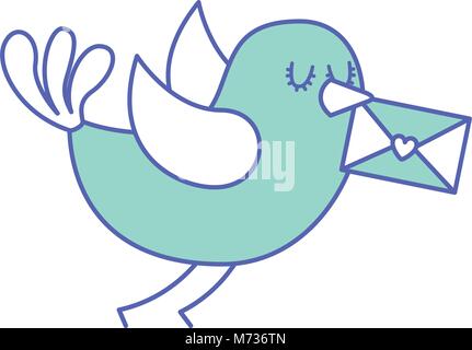 Sweet bird con busta messaggio nel becco cartoon Illustrazione Vettoriale