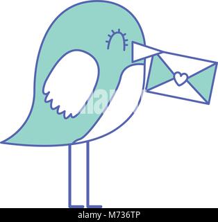 Sweet bird con busta messaggio nel becco cartoon Illustrazione Vettoriale