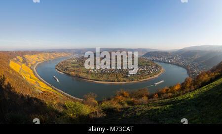 Ansa del Reno Gedeonseck vicino a Boppard in autunno Foto Stock
