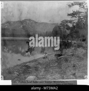 Questa immagine panoramica mostra il lago Fallen Leaf e il monte Tahlac nella regione del lago Tahoe, riflettendo la bellezza naturale e il fascino all'aperto della zona. Foto Stock