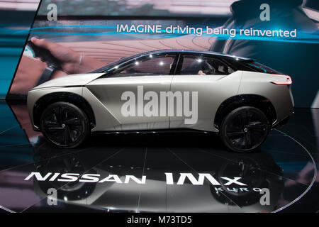 Geneve, Svizzera. 6 Marzo, 2018. Nissan IMx Kuro car presentata all'88Geneva International Motor Show. Credito: JLBvdWOLF/Alamy Live News Foto Stock