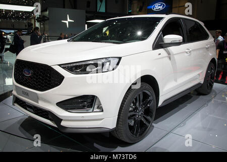 Geneve, Svizzera. 6 Marzo, 2018. Ford Edge Auto SUV presentati al 88th Geneva International Motor Show. Credito: JLBvdWOLF/Alamy Live News Foto Stock