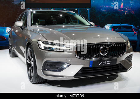 Geneve, Svizzera. 6 Marzo, 2018. New Volvo V60 car presentata all'88Geneva International Motor Show. Credito: JLBvdWOLF/Alamy Live News Foto Stock