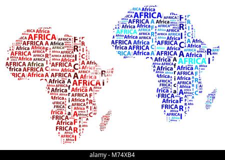 Schizzo africani Testo lettera continente, parola africana - nella forma del continente, mappa del continente Africa - illustrazione vettoriale Illustrazione Vettoriale