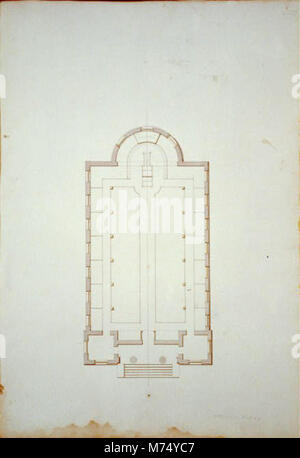 La planimetria della Shockoe Church in Virginia mette in risalto il progetto architettonico di una chiesa e delle case vicine proposte per la costruzione. Riflette la prima architettura religiosa e residenziale americana. Foto Stock