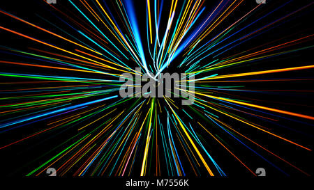 Scena astratta di volo nello spazio, lo spazio che viaggiano, time machine, abstract illustrazione dello sfondo Foto Stock
