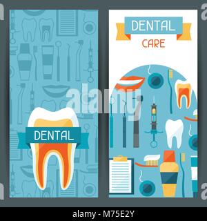 Medical design banner con icone dentale. Illustrazione Vettoriale