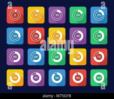 Le operazioni di carico o di percentuale di set di icone Illustrazione Vettoriale