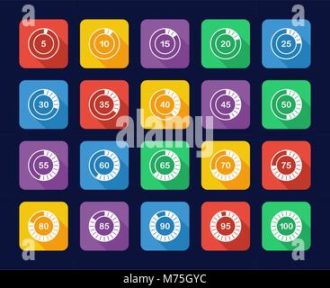 Le operazioni di carico o di percentuale di set di icone Illustrazione Vettoriale