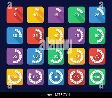 Le operazioni di carico o di percentuale di set di icone Illustrazione Vettoriale