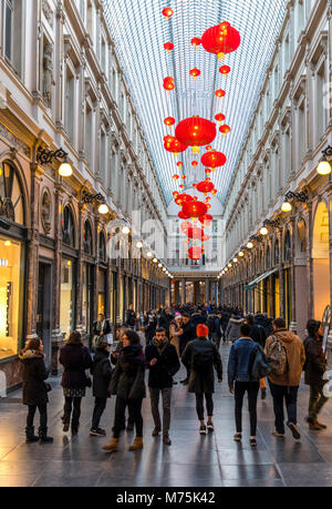 Shopping Arcade Galerie du Roi, Bruxelles, Belgio, negozi, caffetterie, ristoranti, Foto Stock