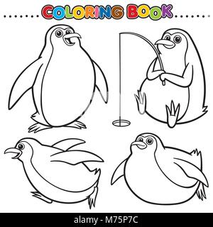 Cartoon Coloring Book - Penguin Illustrazione Vettoriale