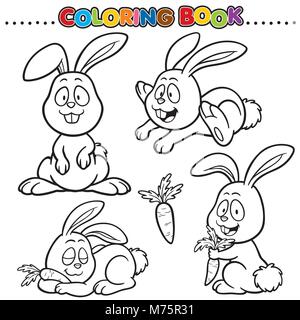 Cartoon Coloring Book - coniglio Illustrazione Vettoriale