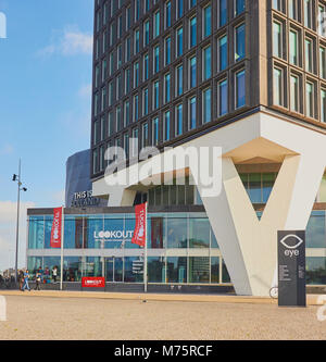 Un'dam Toren dove il un'dam Belvedere Observation Deck si trova, Overhoeks, Amsterdam-Noord, Amsterdam, Paesi Bassi. Foto Stock