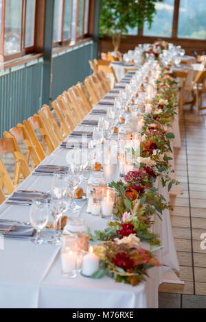 Ricevimento di nozze Tabella alla cantina Wedding Foto Stock