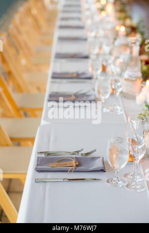 Ricevimento di nozze Tabella alla cantina Wedding Foto Stock