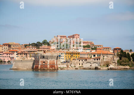 Vista con il Forte Stella, Portoferraio, Isola d'Elba, Toscana, Italia, Europa Foto Stock