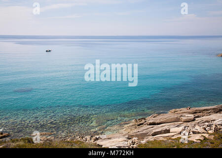 Vista della costa di Seccheto, Isola d'Elba, Toscana, Italia, Europa Foto Stock