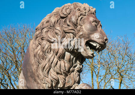 Lion statua nei giardini italiani il Parco Stanley Blackpool Lancashire England Regno Unito Foto Stock