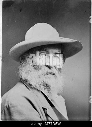 Walt Whitman, testa e spalle ritratto, rivolto verso la parte anteriore, indossando hat LCCN00649765 Foto Stock