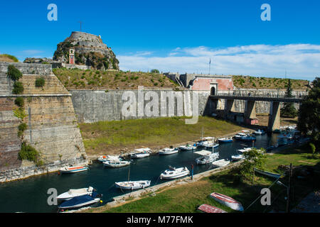 Vecchia Fortezza della città di Corfù, CORFU, ISOLE IONIE, isole greche, Grecia, Europa Foto Stock