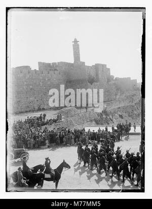 Cattura e occupazione della Palestina da parte di British. Le truppe britanniche sulla sfilata a Porta di Jaffa matpc LOC.11530 Foto Stock