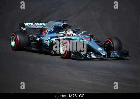 Barcellona, Spagna. 9 Marzo, 2018. Lewis Hamilton della Mercedes AMG F1 Team in azione durante la pre-stagione di Formula Uno prova. Credito: Pablo Guillen Alamy News Foto Stock