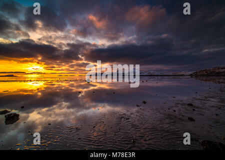 Tramonto nel nord della Norvegia Foto Stock