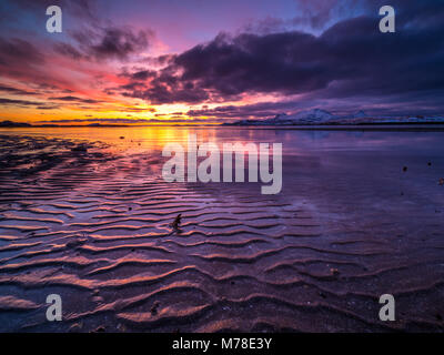 Tramonto nel nord della Norvegia Foto Stock