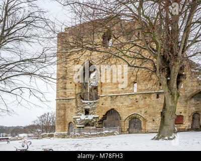 Il Kings Tower a Knaresborough Castle in inverno Knaresborough North Yorkshire, Inghilterra Foto Stock