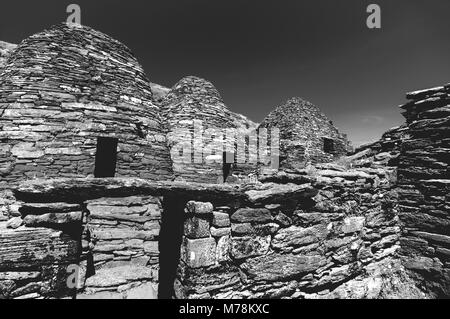 Bianco e nero Skellig Michael, Sito Patrimonio Mondiale dell'UNESCO, Kerry, Irlanda. Star Wars la forza risveglia la scena filmata su questa isola. Foto Stock