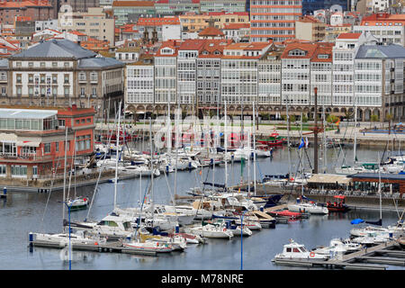 Yacht Marina, La Coruna City, Galizia, Spagna, Europa Foto Stock