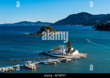 Vlacherna Monastery, KANONI, CORFU, ISOLE IONIE, isole greche, Grecia, Europa Foto Stock