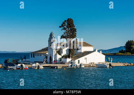 Vlacherna Monastery, KANONI, CORFU, ISOLE IONIE, isole greche, Grecia, Europa Foto Stock