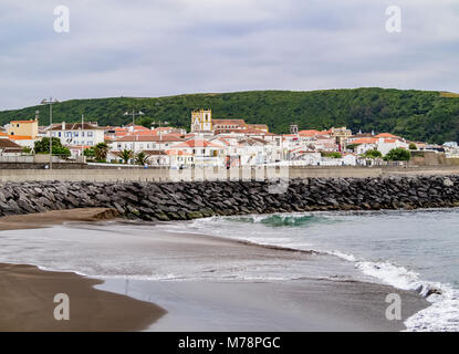 Vista verso la Praia da Vitoria, isola Terceira, Azzorre, Portogallo, Atlantico, Europa Foto Stock