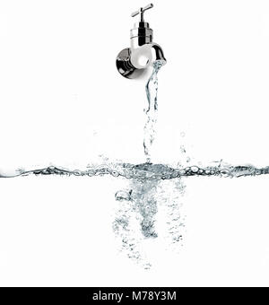 3D rendering di aprire un rubinetto di acqua Foto Stock