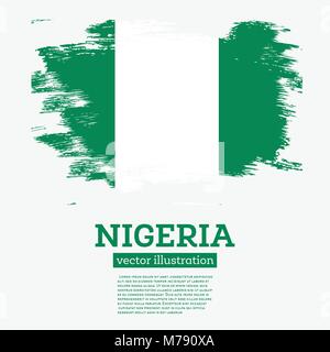 Nigeria bandiera con tratti di pennello. Illustrazione Vettoriale. Illustrazione Vettoriale