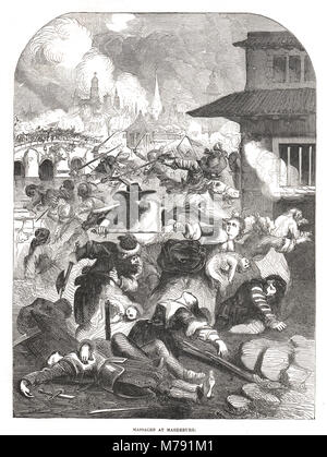 Massacro di sacco di Magdeburgo, 20 maggio 1631 Foto Stock