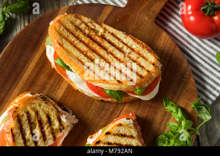 Una sana grigliate di basilico Caprese mozzarella Sandwich Panini Foto Stock