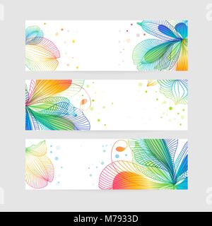 Set di banner floreali, design floreale Illustrazione Vettoriale