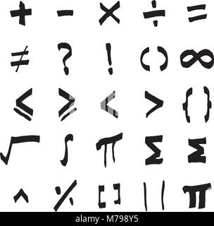 Colore nero della handdrawing di base simbolo mathmatics su sfondo bianco Illustrazione Vettoriale