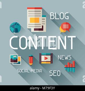 Concetto di contenuto illustrazione nella piana di stile design Illustrazione Vettoriale