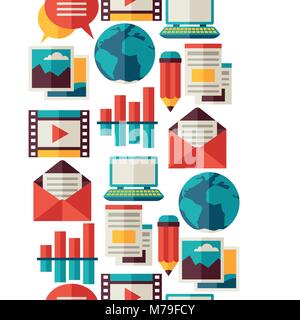 Media e comunicazione seamless pattern con icone di blog Illustrazione Vettoriale